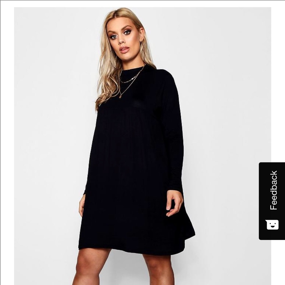 Boohoo Plus High Neck Smock Dress